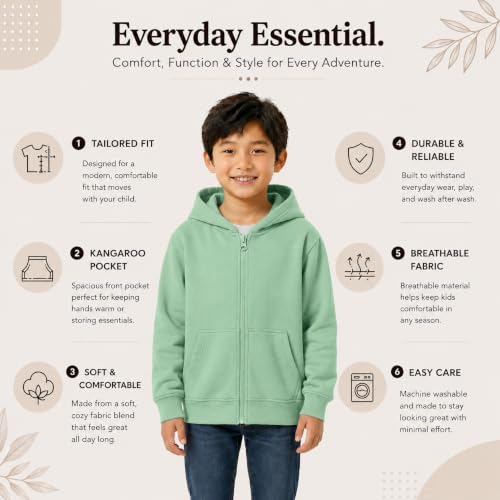 Image of HOODLIFE Kids Zip-Up Hoodie Sweatshirt for Boy Soft Cotton Blend Hooded Jacket with Pockets, Comfortable Everyday Wear for Kids