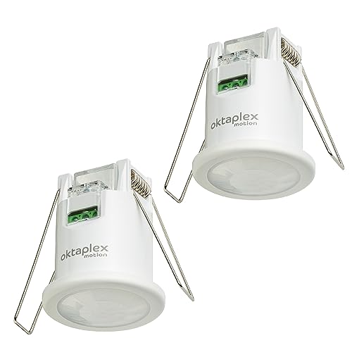 Oktaplex Ron Set de 2 détecteurs de Mouvement de Plafond encastrables Plats 360° / 8 m Capteur PIRDétecteur de Mouvement intérieur 3 Fils 230 V LED...