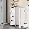 Yaheetech Bathroom Floor Cabinet, Wooden Side Storage Organizer, 4 Drawers Free-Standing Cabinet for Bathroom/Hallway/Living Room, White