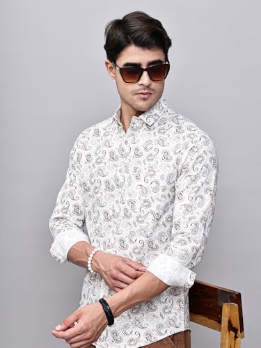 Image of Majestic Man Pure Cotton Slim Fit Printed Casual Shirt for Men
