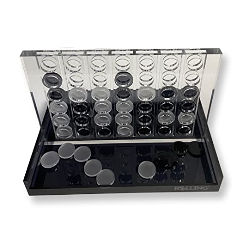 Lucite Acrylic Four In A Row Game - Premium Board And Chips (Clear Black) #TOP4