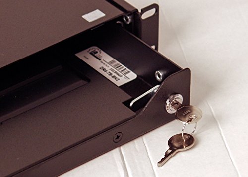 DR4-TB-BK2 1U Rackmount Lockable Industrial Keyboard with Integrated Trackball Mouse (USB) and Adjustable Depth Rear Mount Bracket Supporting 4 Post and 2 Post Relay Rack