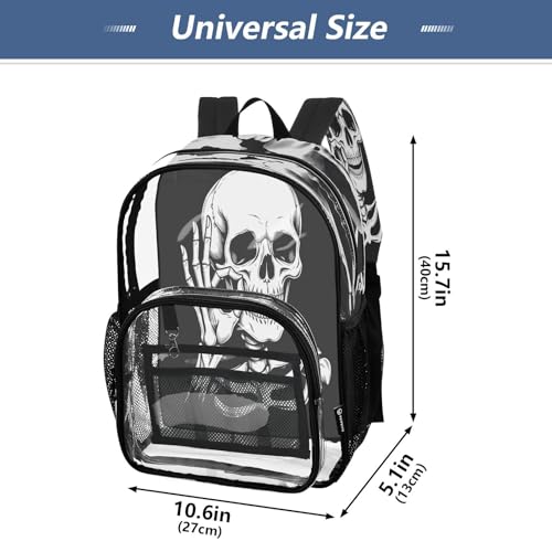 Skeleton Sugar Skull Cute Clear Backpack Heavy Duty See Through Transparent PVC BookBag for Kids Boy Girl School Work4
