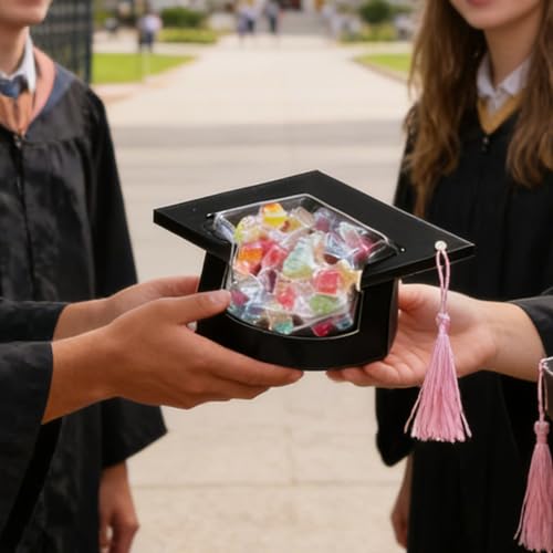 Boîte à bonbons chapeau diplômé avec pampille pour centre de table - 3