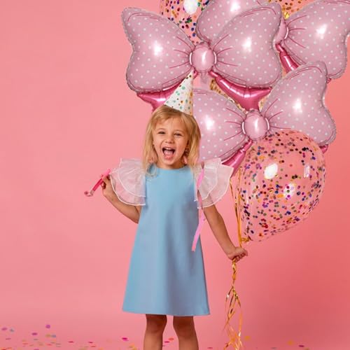 Image of 36 Inches Bow Foil Balloon Huge Bowtie Pink Balloon for Baby Shower, Wedding, Kids Theme Party Decoration (Pink1)