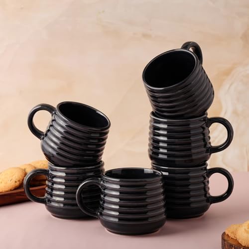 Image of Coffee Mug Set of 6, Tea Cups, Microwave Safe Coffee Mugs, Ceramic Tea Cups,Home & Office Use, Every Occasion and Gift - 250 ml Each