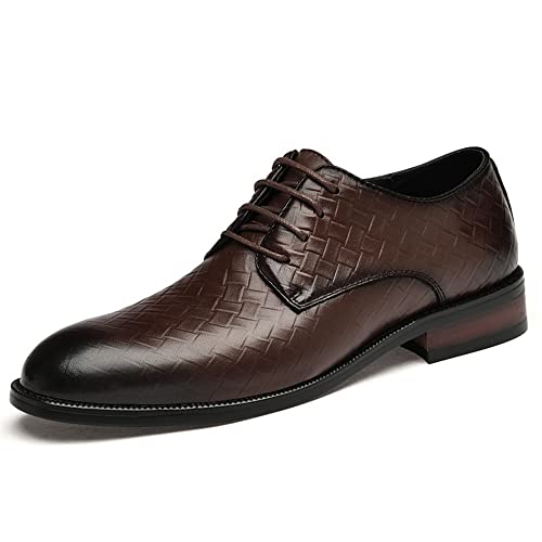 Zapatos Oxford de vestir formales para hombre con cordones y punta bruñida