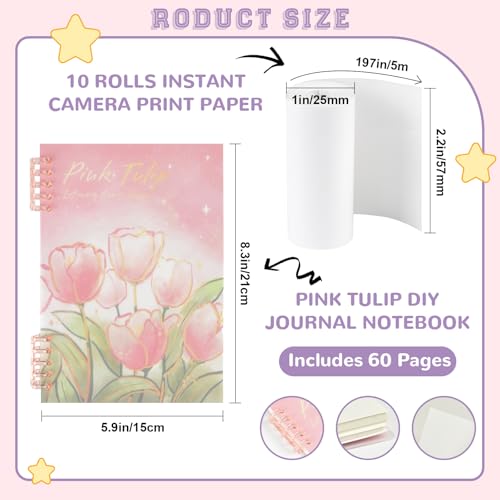 10Rolls Kids Camera Instant Refill Print Paper Set, Instant Digital Camera Print Thermal Paper Roll Refill & DIY Journal Kit For Kids, Photomaker Kit with Scrapbook Diary Supplies for Girls Boys Gifts