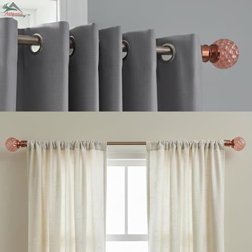Image of Atlantic Curtain Rod Finials Set of 2, Decorative Textured Resin Globe Finials with Rose Gold Finish for Standard Drapery Rods