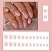 ROFIBUT Short Press on Nails Oval Shape Fake Nails Pink White Gradient Coffin False Nails Glossy Natural Full Cover Stick on Nails Almond Acrylic Artificial Nails Glue on Nails for Women Girls 24Pcs