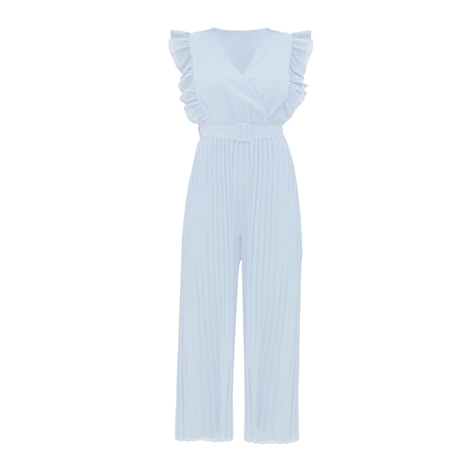 Jumpsuit Damen Sommer Elegant, Overall Hosenanzug, Lang Einteiler Outfit Frauen Komplett, Romper Playsuit Kostüm, Hohe Taille Ärmellos Eleganter Jumpsuit Damen Festlich Casual Damen Jumpsuit Für Party