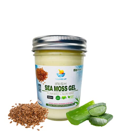 Sea Moss Gel with Aloe Vera and Flaxseed Oil | Great for Hair and Skin! | Natural Raw Wildcrafted Sea Moss St. Lucia- Rich Source of Lignans,