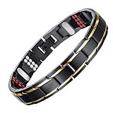 JFUME Bracelet Magnétique Homme et Femme Plaqué Or 18K avec Bracelet en Acier Inoxydable...