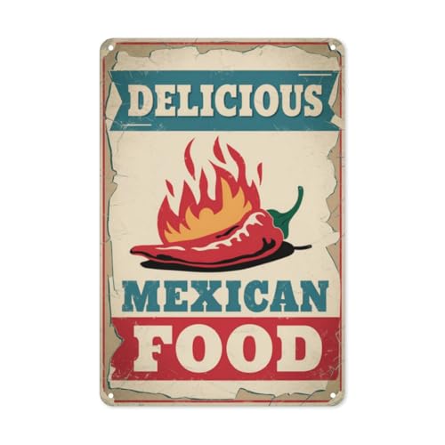 Fiesta Chili Tin Sign 8X12IN Retro Metal Wall Art for Kitchen, Cantina & Cinco de Mayo Party Theme Decor