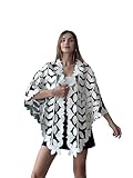 e-tali Vela Women's Genuine Lambskin Handmade Leather Poncho (US, Alpha, Medium, Regular, Regular, Pearl White)
