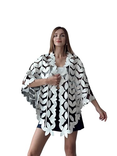 Vela Women's Genuine Lambskin Handmade Leather Poncho