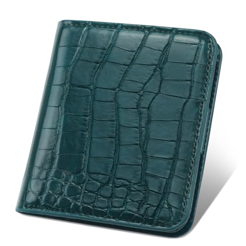 Image of Crocodile Wallets Women Small RFID Blocking Credit Card Holder | Luxury Alligator Faux Leather Thin Bifold Croc Womens Wallet Ladies Mini Purse with Coin Pocket, Dark Green