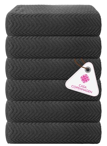 Casa Copenhagen Wave Textured, Juego de Toallas pequeño de baño de 6 Piezas - Gris Pino, 550GSM, Juego de Regalo de Toallas de algodón para Uso rudo y Resistente para baño