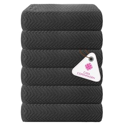 Casa Copenhagen Wave Textured 6 teiliges Klein Badetücher Set - Kieferngrau, 550 g/m², 6 teiliges Klein Badetücher, Baumwolle Handtüchern Rau und zäh Einsatz, Geschenkset für Badezimmer