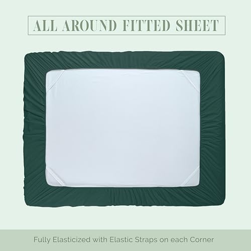 Image of Elegant Comfort Luxurious 1500 Premium Hotel Quality Microfiber 4-Piece Sheet Set, 18-24 Inches Deep - Extra Deep Pocket Sheets - Ultra Soft 4PC Deep Pocket Sheets, King, Hunter Green