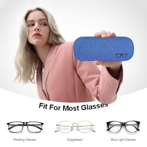 Image of Glasses Case Hard Shell Eyeglass Case with Cleaning Cloth Unisex Reading Hard Glasses Cases for Women Men