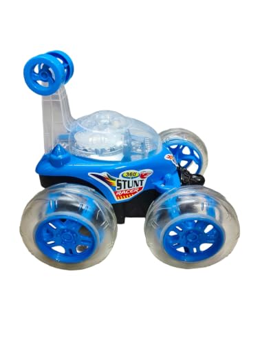 Image of Rechargeable 360 RC Stunt Car for Kids | Double-Sided High-Speed Remote Control Car with LED Lights | Rechargeable Battery Type C Charging (Blue)
