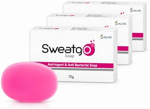 Salve Sweatgo Astringent & Anti-Bacterial Soap 75 g (Pack of 3) | Daily Cleansing Bar for Fresh & Odor-Free Skin | Suitable for Oily & Sweat-Prone Skin