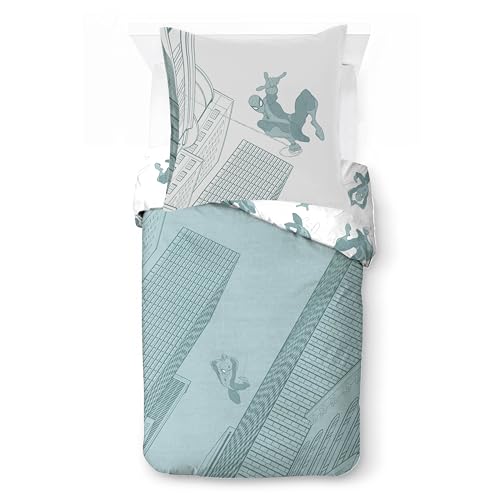 Jay Franco Kids Marvel Spiderman Ensemble de Housse de Couette – Literie Ultra Douce avec taie d'oreiller, Housse Uniquement, Couette Non Incluse, Vert, 2...