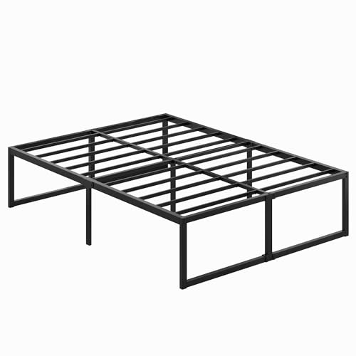 Lutown-Teen 18 Inch Queen Bed Frame Heavy Duty Steel Slat Support Metal Queen Size Platform Bed Frame No Box Spring Needed, Easy Assembly, Black
