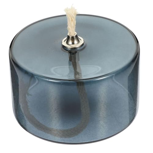 Hemobllo Lampe à Huile Verre Gris Foncé avec Mèche Métallique Décoration de Bureau Stable et pour Intérieur Lampe à Pétrole Créative et Pratique