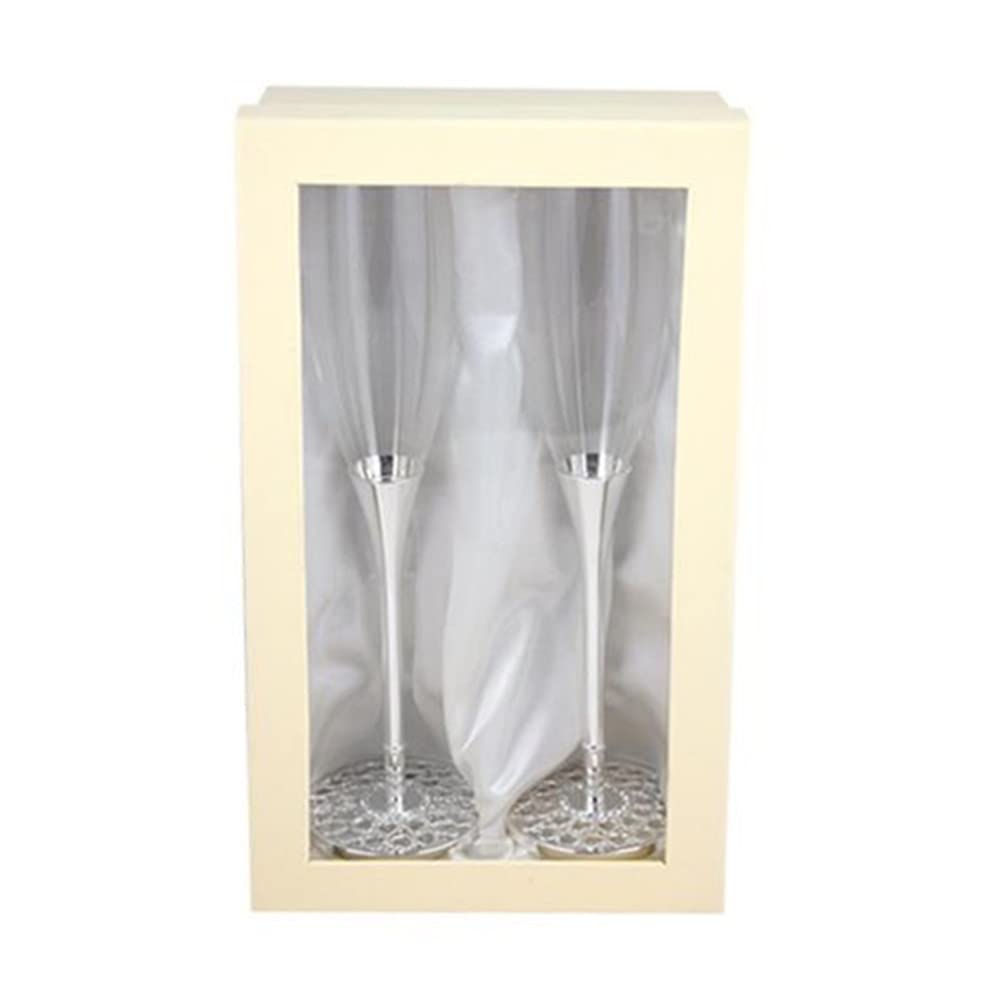 Set 2 copas cava 26 cm. lisas pie detalle corazones