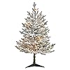 Nearly Natural 3ft Flocked Fraser Fir Artificial Christmas Tree with 200 Warm White Lights and 481 Bendable Branches