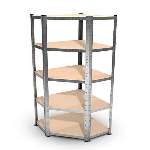 Estantería modular de angulo de metal - carga hasta 750 kilogramos - 180 x 90 x 45 cm - gris Cover