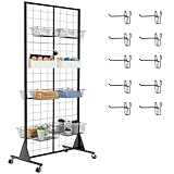 Blasinc Gridwall Panel Display Stand 2' x 5.5' Ft Heavy Movable Floorstanding Detachable Girdwall for Easy Transport, Standing Grid Towe Display Rack for Retail and Craft FairGrid Wall Panels