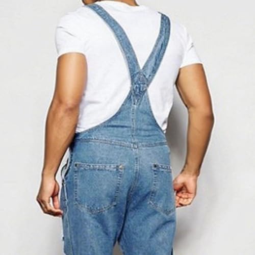 DGHM-JLMY Mens Fashion Denim Bib Jeans Loose Denim Overalls Slim Fit Adjustable Straps Jumpsuit with Pockets2