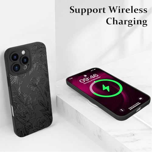 Coque fleur noire iPhone 16 Pro accessoire tendance pour femmes
