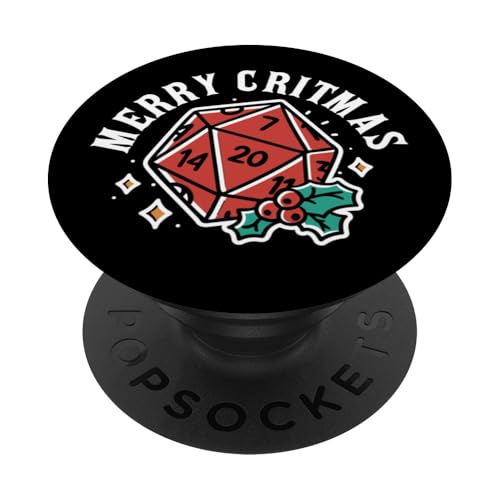 Merry Critmas Funny RPG Gaming Navidad PopSockets PopGrip Adhesivo