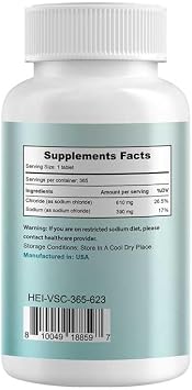 Heivy Sodium Chloride Tablets 1000mg - Pure Salt Tablets, 365 Tablets, Sodium Chloride, Non-GMO - Electrolyte Balance and Hydration Support, Electrolytes Replenisher Hydration Drink