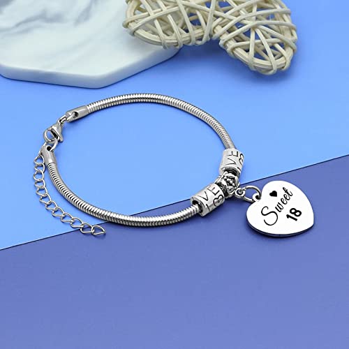 18Th Birthday Gifts For Girls Bracelet For 18 Years Old Girls 18Th Birthday Bangle Gifts 18Th Birthday Presents For Daughter Best Friend Valentines Day Gifts Stainless Steel Engraving Bracelet #TOP3