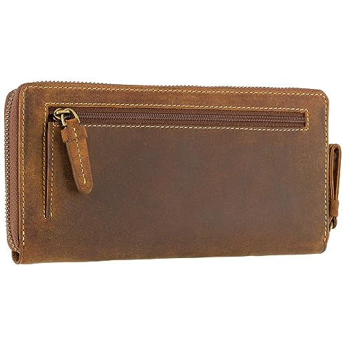 VISCONTI Chain Hunter Collection Zip Around Leather Purse RFID Blocking 733 Oil Tan3