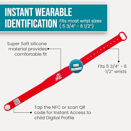 Image of Smart Bands for Kids if Lost, Child Safety ID Wristband for Autism, Autism Awareness Medical Alert Bracelet, Disney Accessories for Autism, Wristband Food Allergy, Food Allergy Awareness, QR code Bracelet for Kids