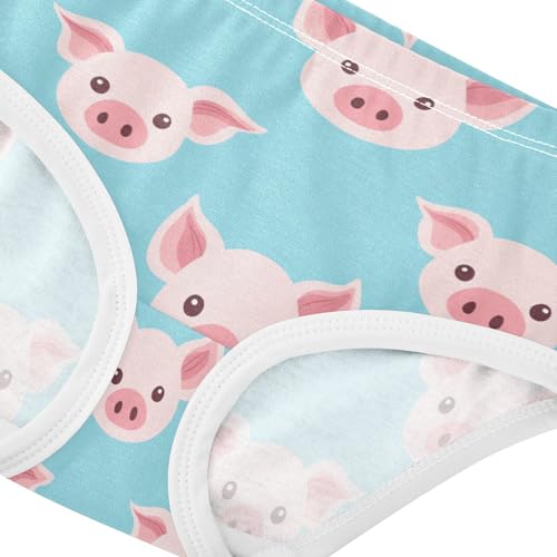 Wusikd Pink Pig Heads Girls' Underwear Cotton Blue Girls Briefs Soft Toddler Underwear 2T4