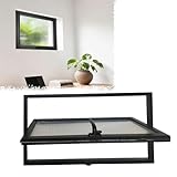 Rectangle Metal Replacement Window, 20x20 inch (L x H) Black Aluminum 360° Rotating Window with Tempered Glass, Adjustable Ventilation for Basement Bathroom Shed