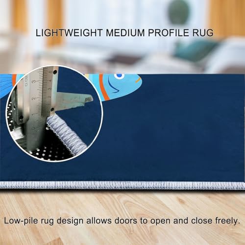 Tapis lavable en machine avec dessous antidérapant bleu - 6