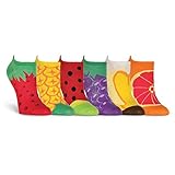 K. Bell Socks Women's 6 Pack Novelty No Show, Fruit Red, Sock Size: 9-11, Shoe Size: 4-10