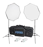 incluye 2 Softbox octogonales de 80 cm, 2 trípodes, 2 lámparas de 150w y maleta de transporte