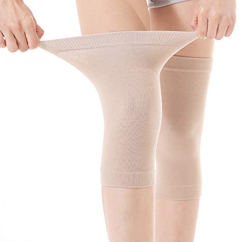 Omenluck 1 par de joelheiras ultrafinas de algodão puro, joelheiras desportivas para proteção dos joelhos, dor nas articulações, artrite, lesões no ligamento