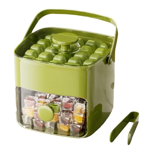 Bandeja de Hielo con Recipiente, Bebidas Frías de Doble Capa, Cubitera con Tapa, para Hogar Oficina Apartamento Autocaravana Bar Cóctel Verano Propietarios Anfitriones Club