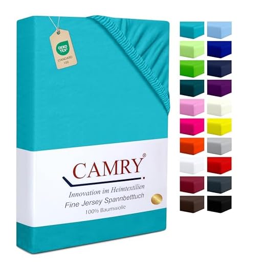 CAMRY Spannbettlaken 140x200 - 160x200 cm, Baumwolle Jersey Spannbetttuch Bettlaken, Türkis, Oeko-Tex Standard 100