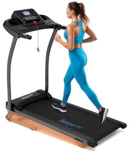 Image of SereneLife Treadmill with Incline & Handle Bars | Compact Portable Walking Pad & Treadmill for Home /Apartment | Wide Running Belt 40 inch x 16 inch | Includes Workout Trainer Program with Bluetooth App
